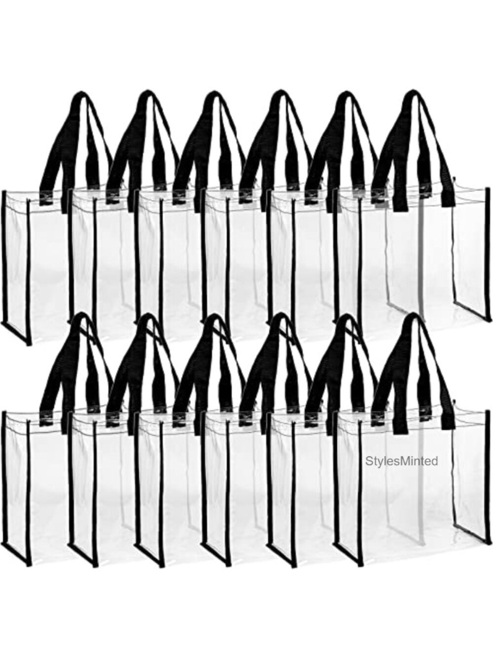 12 Pack Clear Tote Bags Stadium Approved PVC Transparent Purses for Women Work